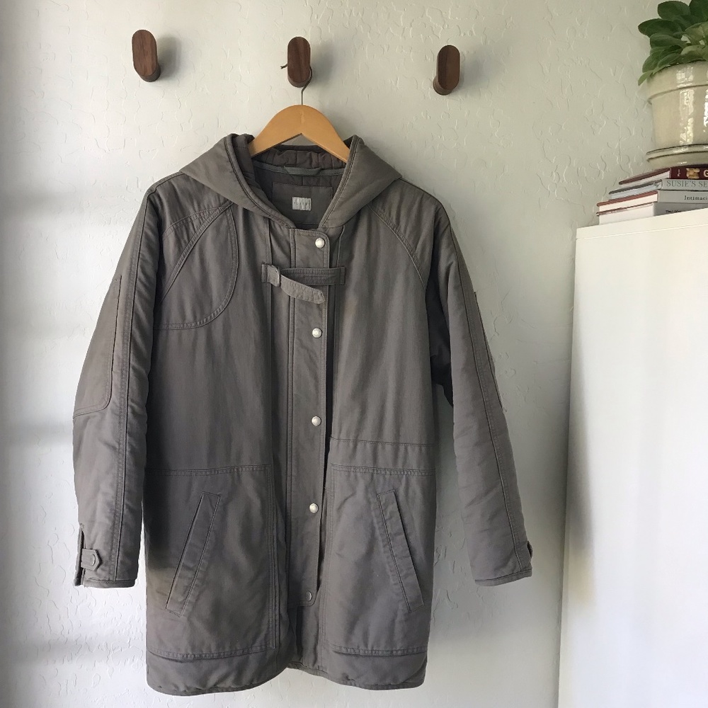 Poetry UK Dark Taupe Parka with Hood and Quilted Lining | size 2-4